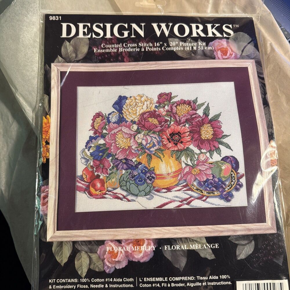 Design Works Counted Cross Stitch Kit Colorful Floral Medley #9831 NEW Sealed